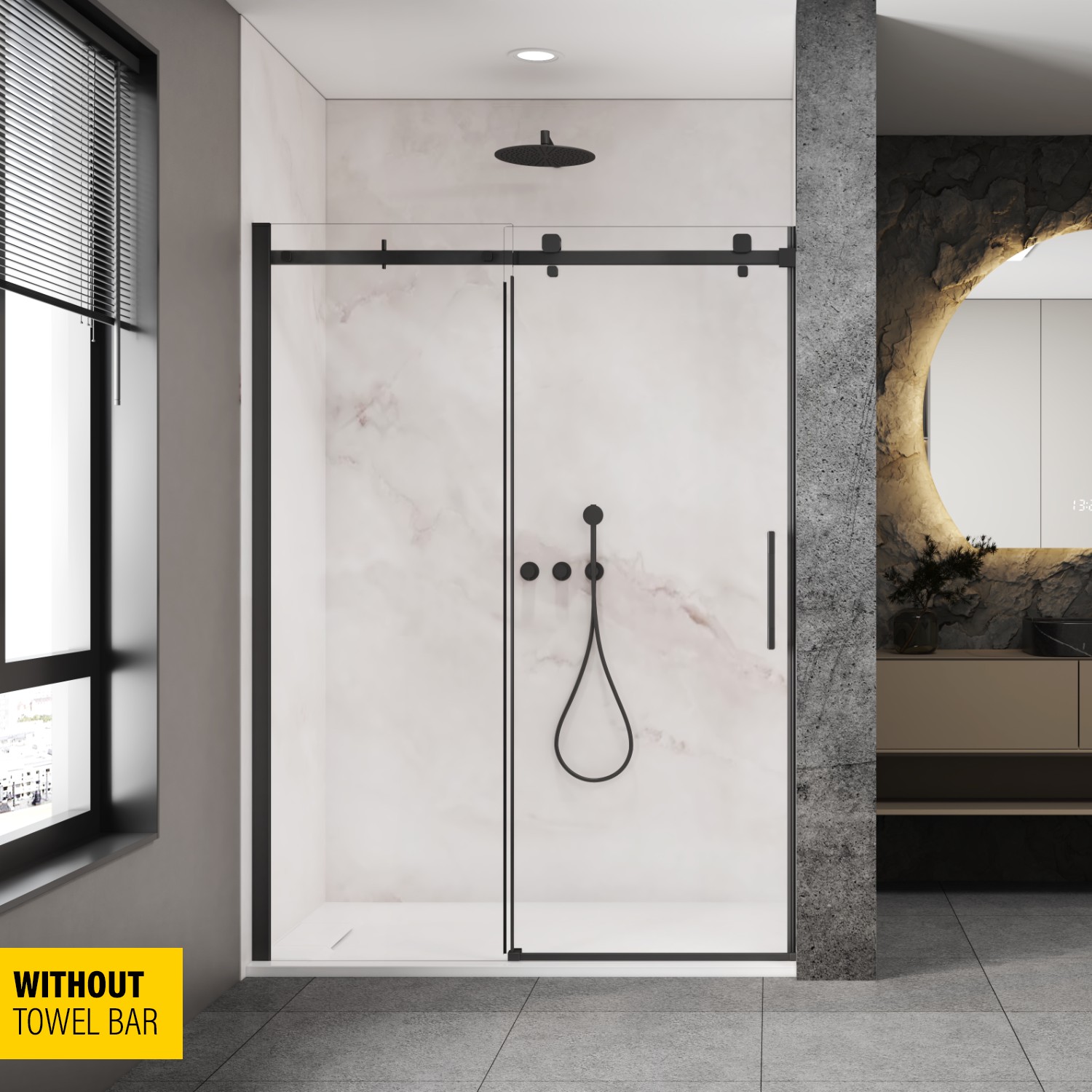 Shower base 60 x 36, in alcove, in glossy white